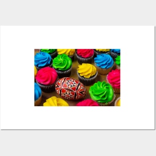 Hand Painted Egg And Cupcakes Posters and Art